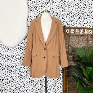 NWT Eloquii | Camel Brown Long Tailored Blazer Tan Jacket Plus Size 16